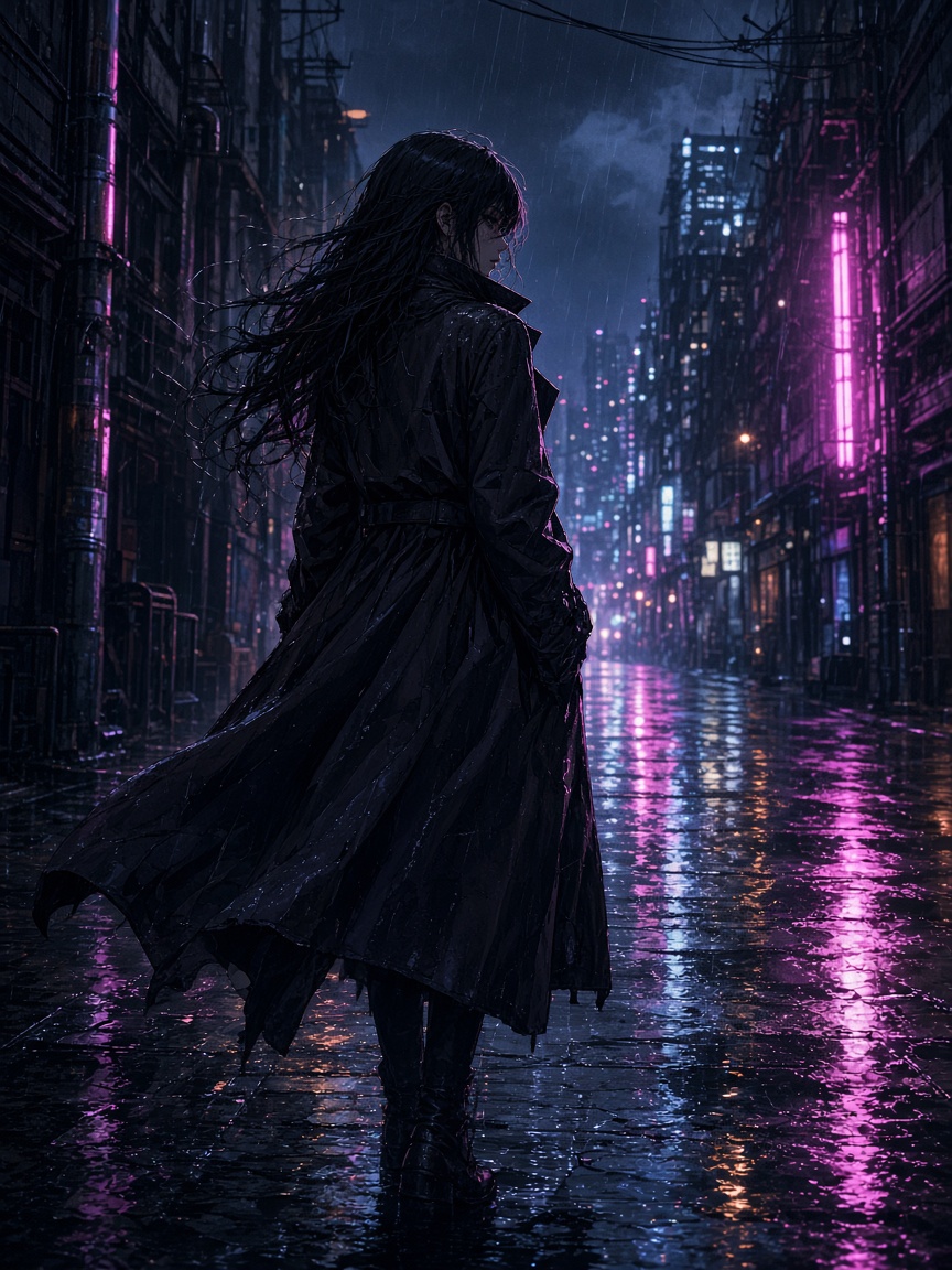 Cinematic anime street scene